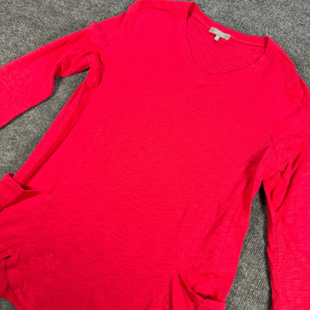 Habitat Clothes to Live In V-Neck Slub Cotton Tunic Red Size S Boho Cottagecore